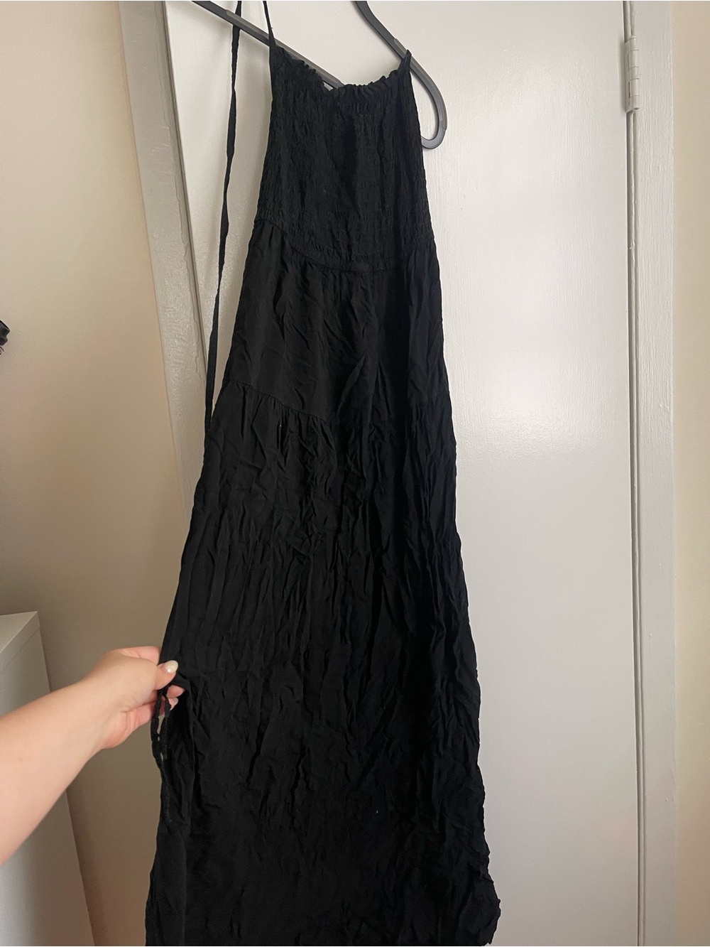 Black Maxi Dress with Smocked Bodice